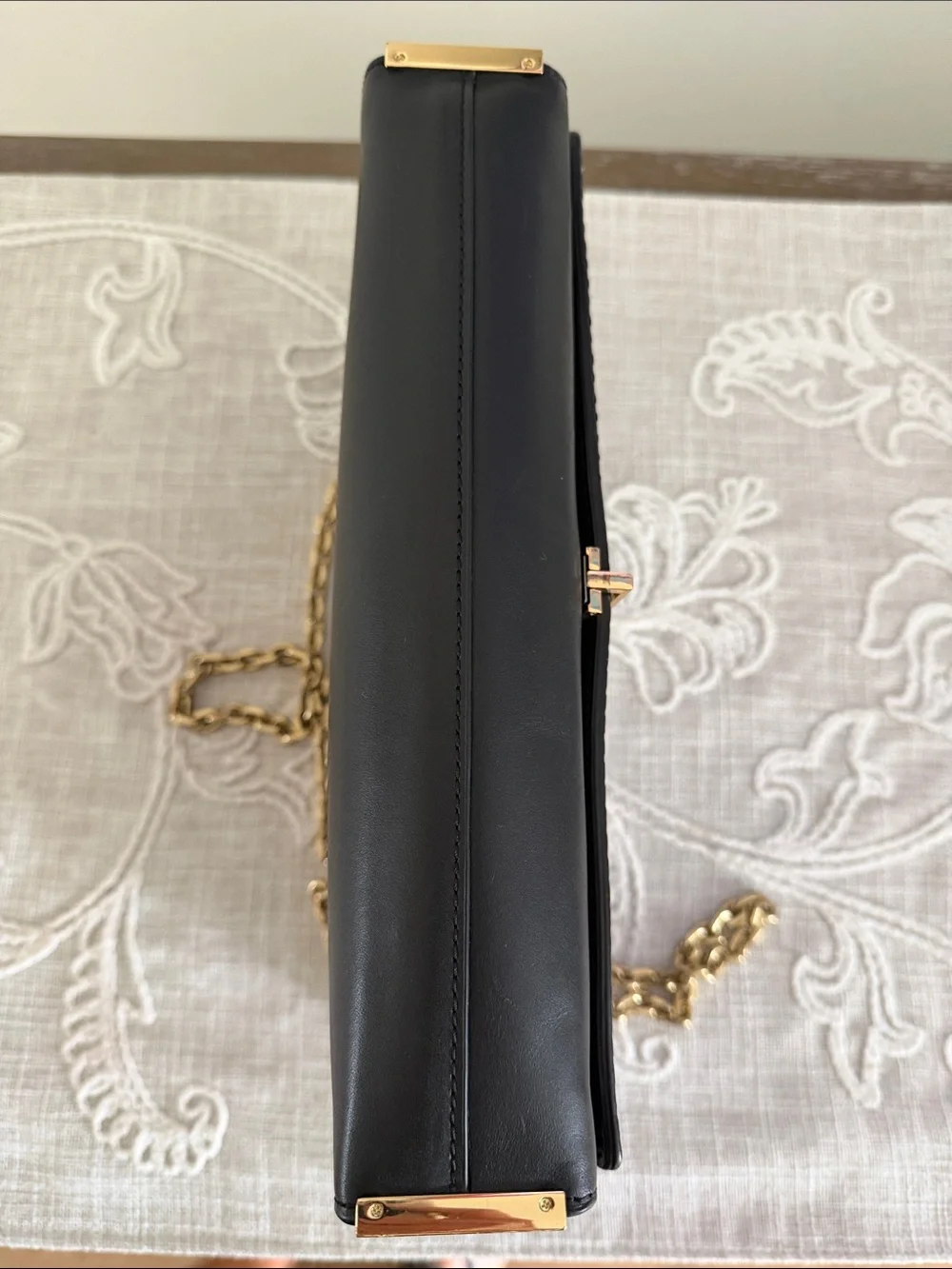 Louise et Cie Zebra Stripe Embossed/Leather Black & White Bag with Chain Strap